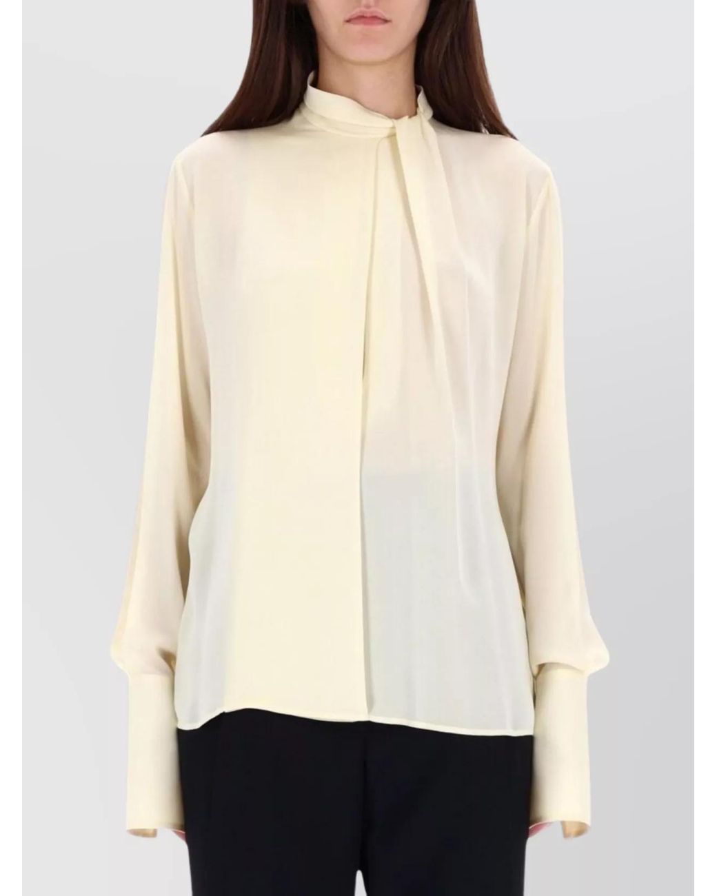 Tom Ford White Silk Cutout High Neck Blouse