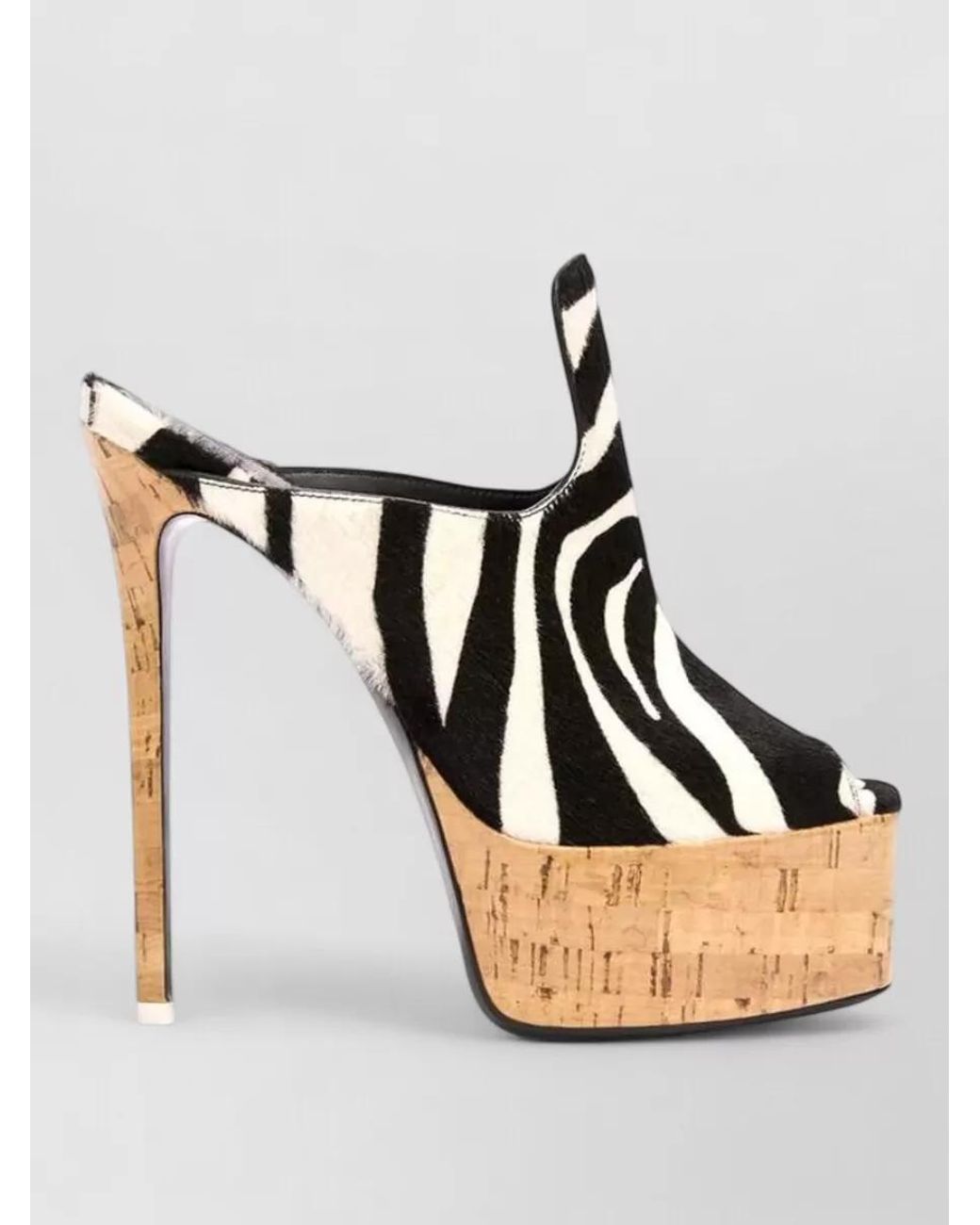The Attico Black Zebra-Print Leather Platform Mules 140Mm