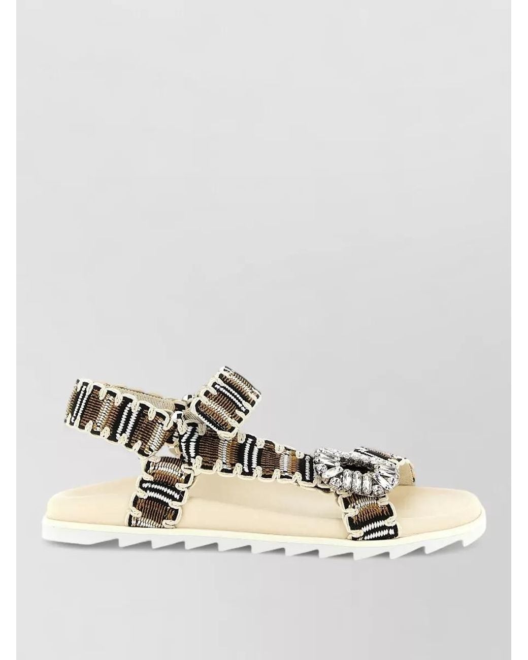 Roger Vivier Metallic Crystal-Embellished Woven Sandals