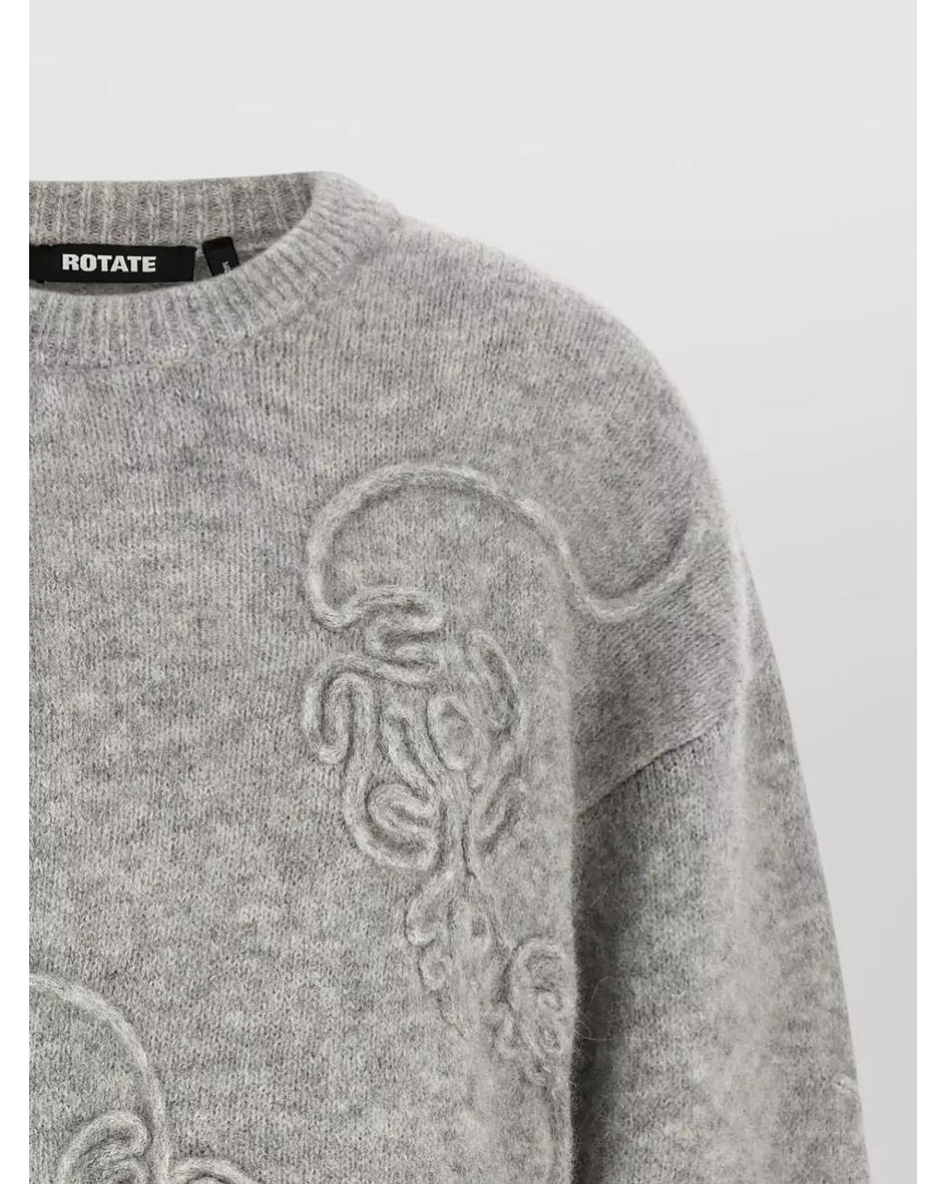 ROTATE BIRGER CHRISTENSEN Gray Alpaca Wool 3D Floral Fine-Knit Jumper