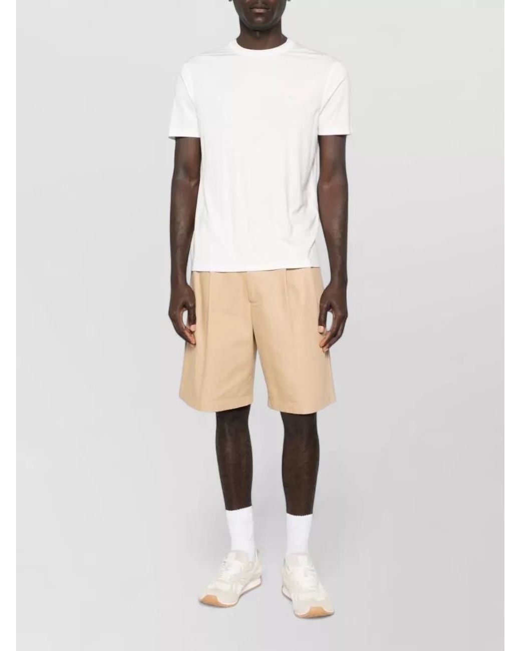 Emporio Armani White Silk Blend Logo Short-Sleeve T-Shirt for men