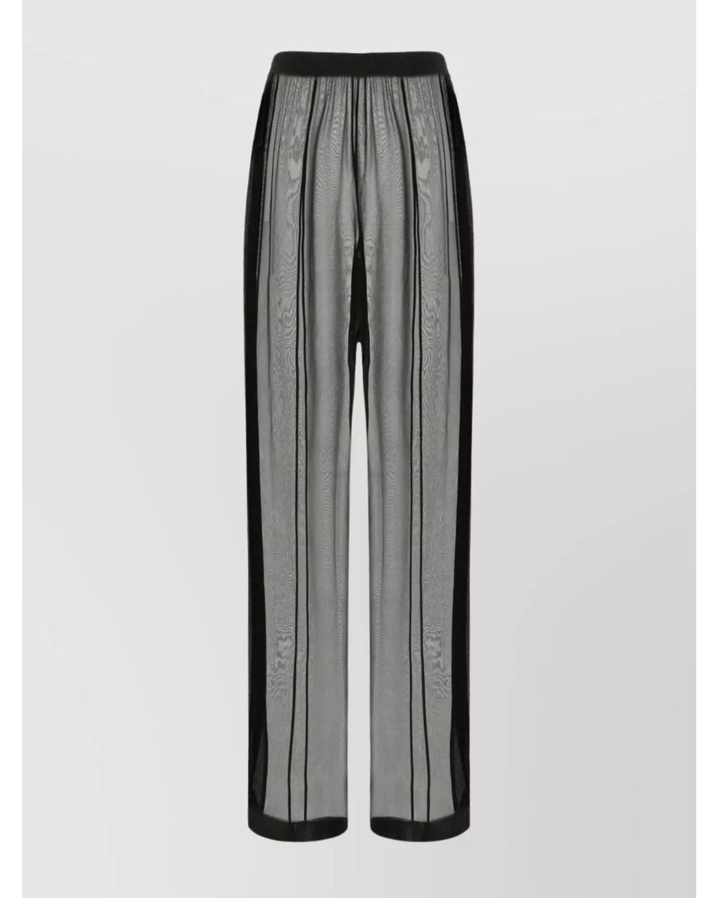 Saint Laurent Gray Silk Wide-Leg Trousers
