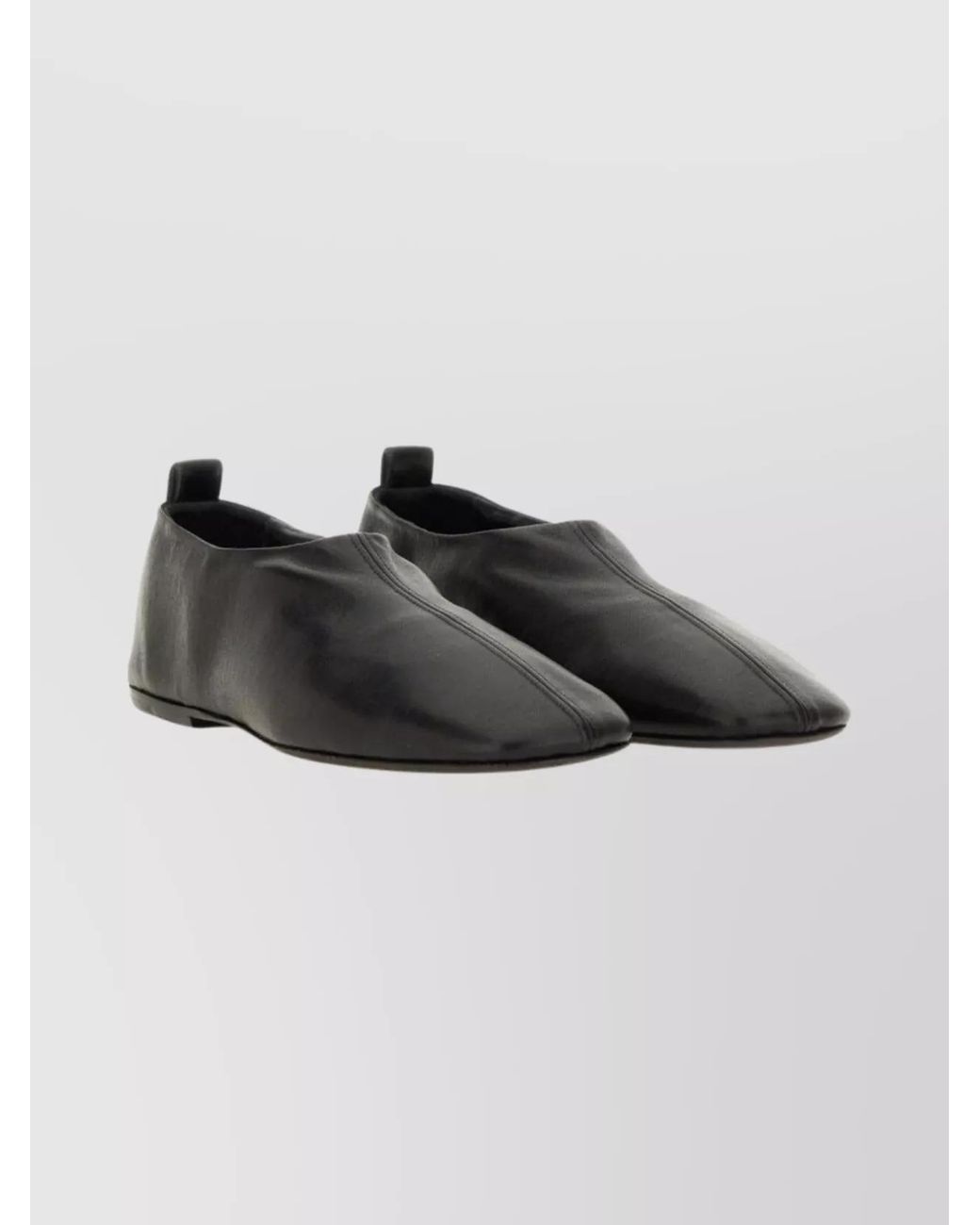 Dries Van Noten Black Leather Ballerina Shoes