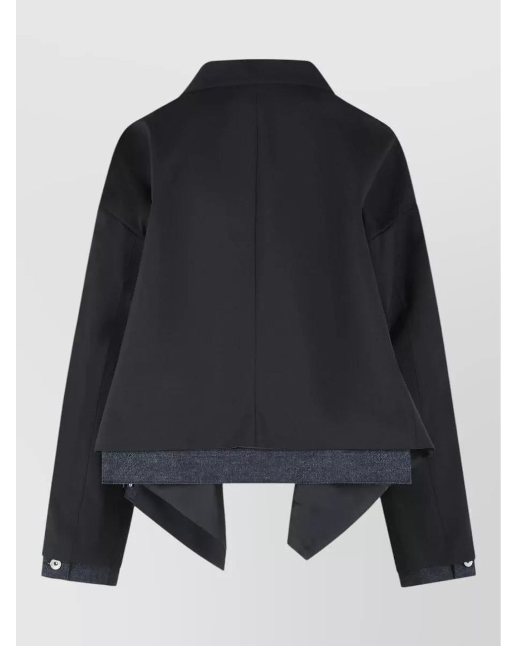 Sacai Black Double-Breasted Cropped Blazer