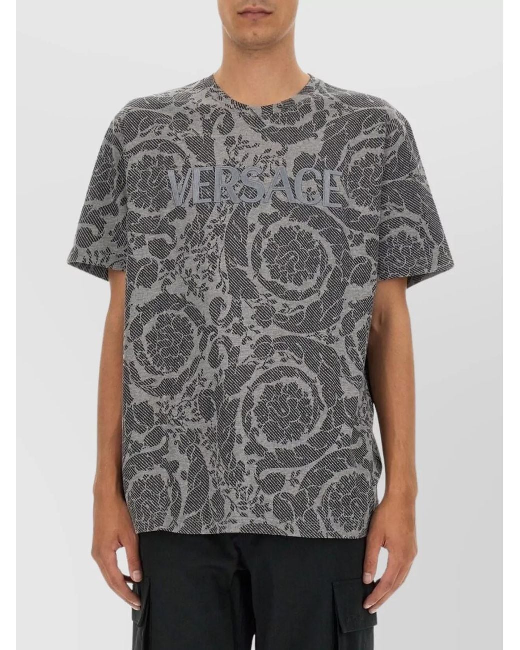 Versace Gray Cotton Regular-Fit T-Shirt for men