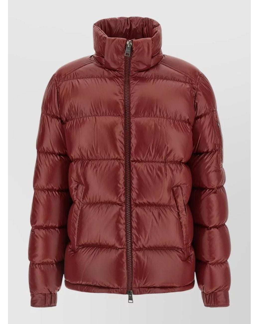 Herno Red Glossy Quilted Down Hooded Puffer Jacket for men