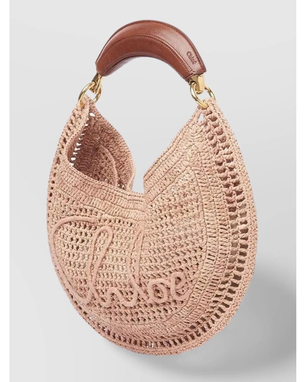 Chloé Pink Summer Banana Raffia Shoulder Bag