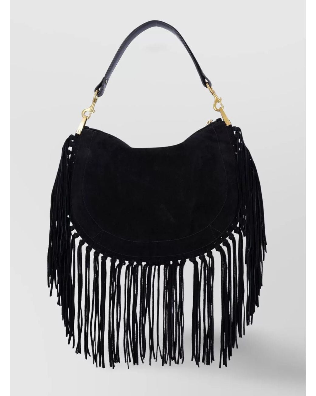 Isabel Marant Black Soft Fringe Zip Crossbody Bag