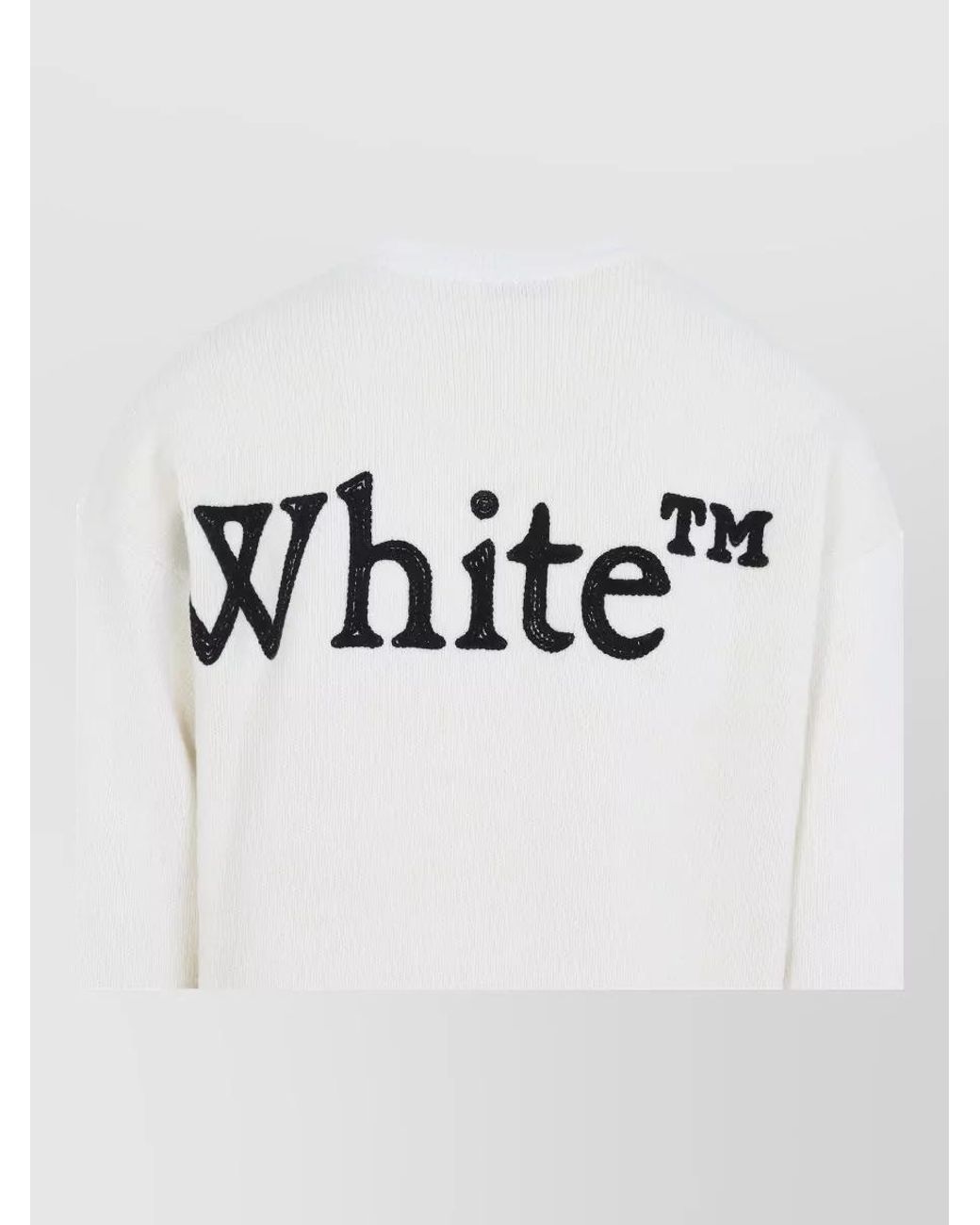 Off-White c/o Virgil Abloh White Wool Fine-Knit Logo-Print Crewneck Sweater for men