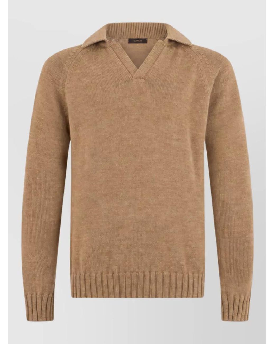 Zanone Brown Wool V-Neck Jumper for men