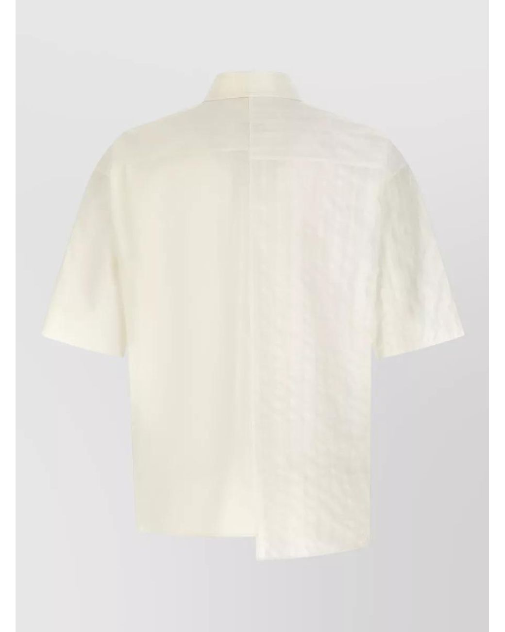 MM6 by Maison Margiela White Two Tone Cotton Asymmetric Short Sleeve Shirt for men