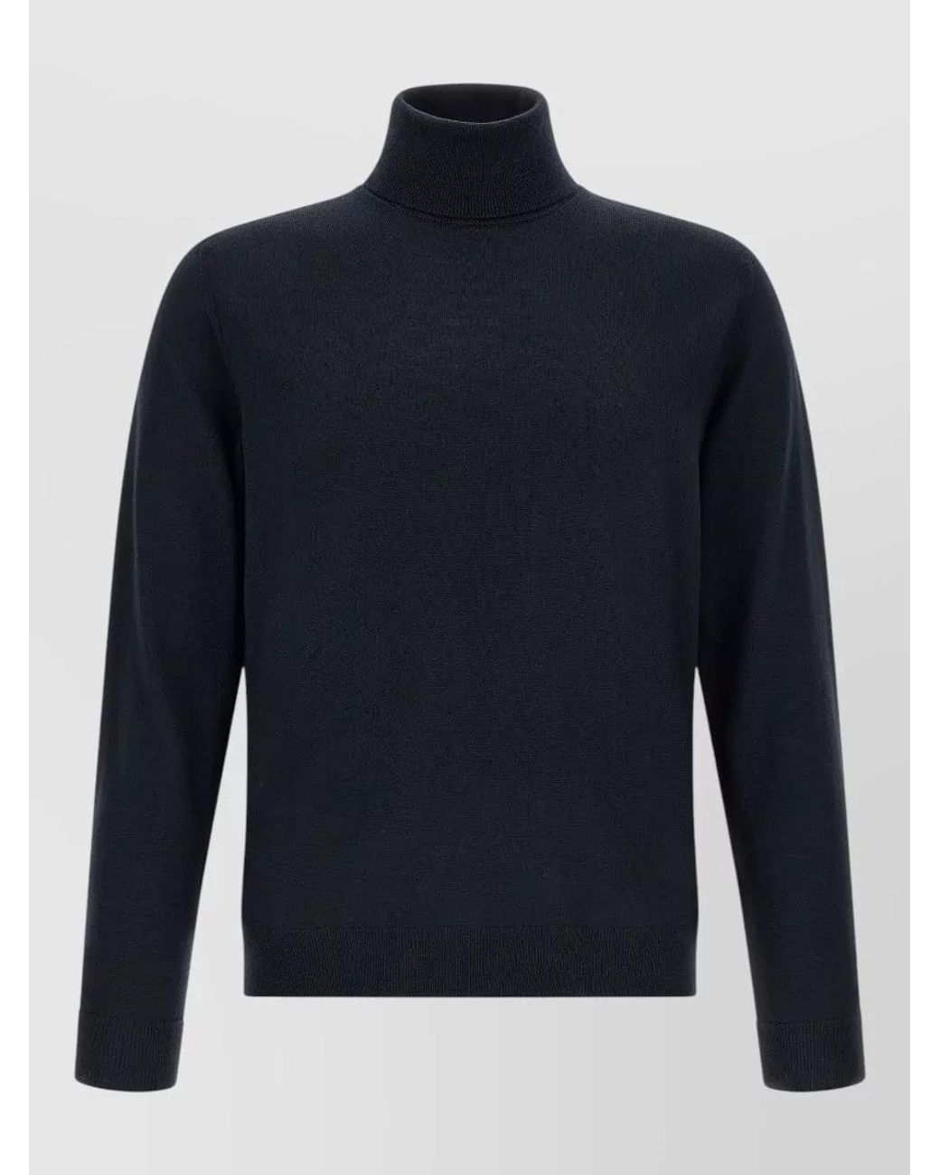 Zanone Blue Virgin Wool Ribbed Turtleneck Sweater for men