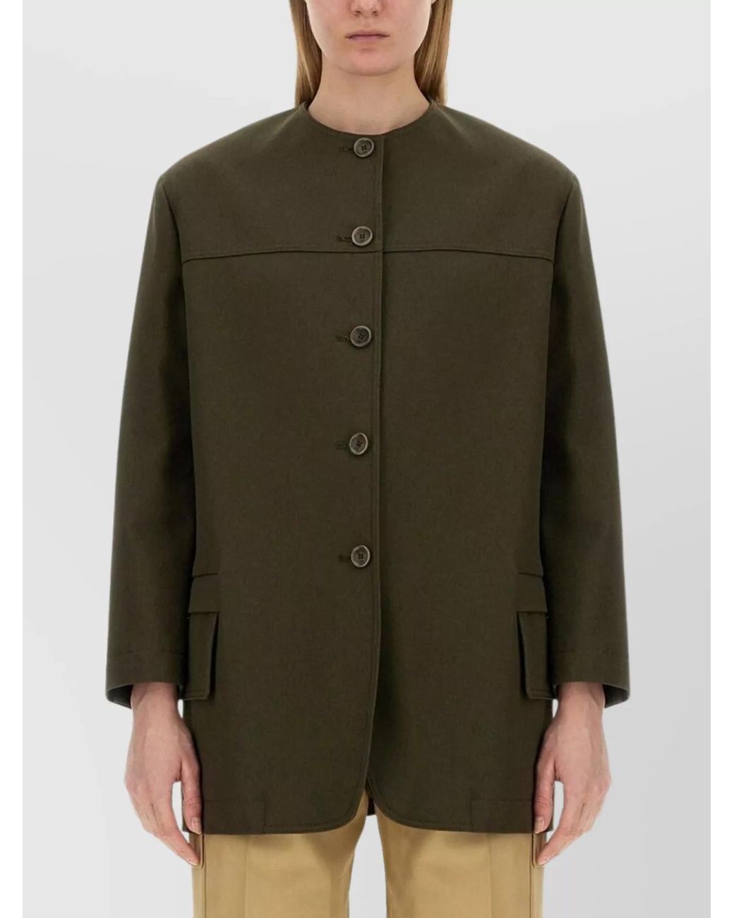 Max Mara Green Cotton Fitted Jacket