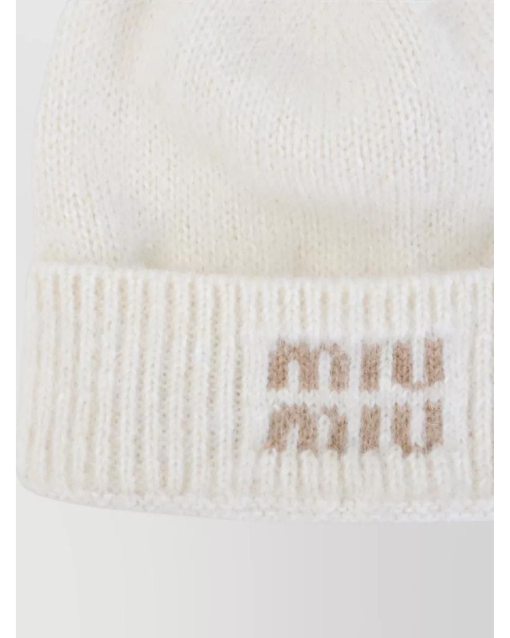 Miu Miu Natural Ribbed Beanie