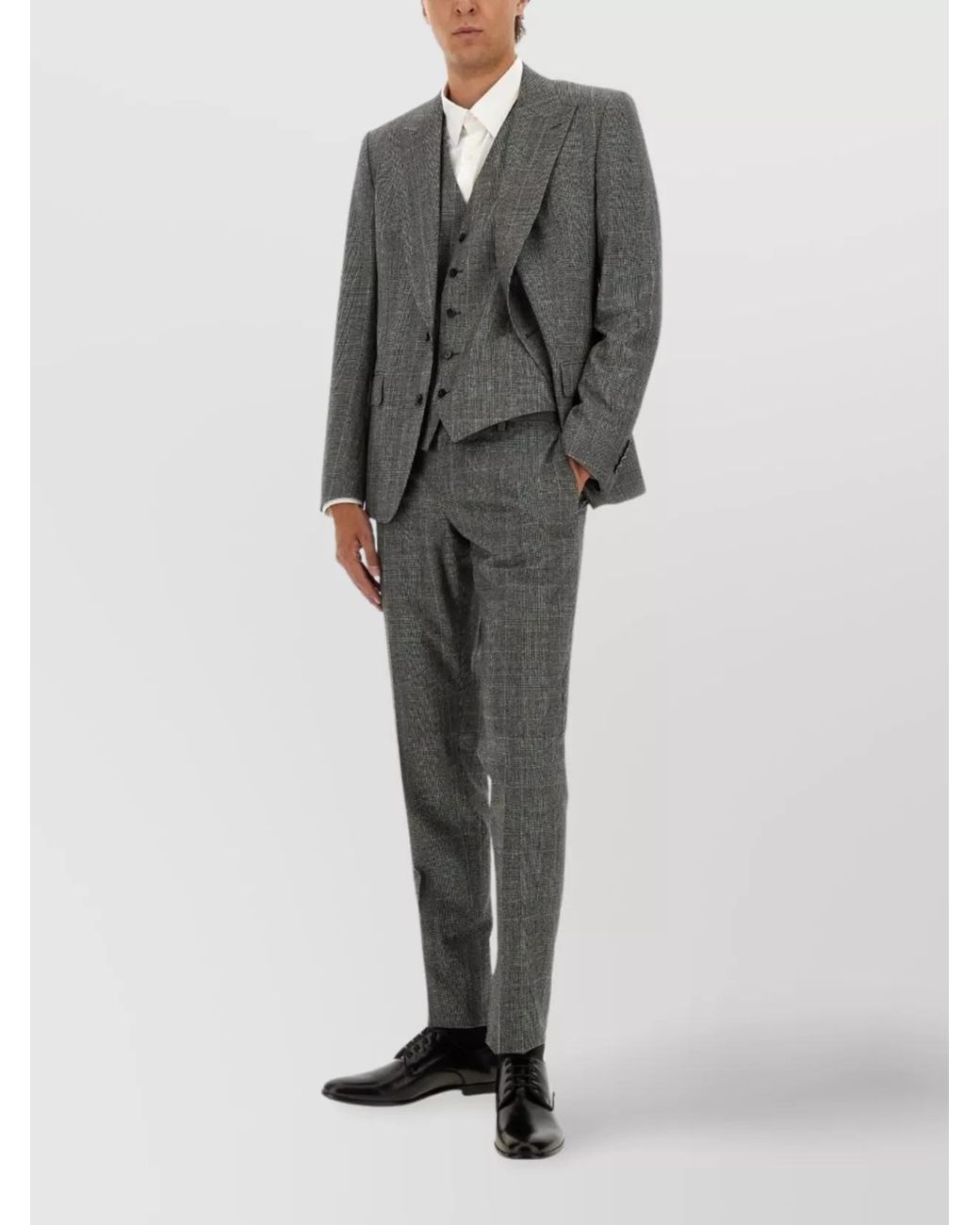 Dolce & Gabbana Gray Virgin Wool Single-Breasted Three-Piece Suit for men
