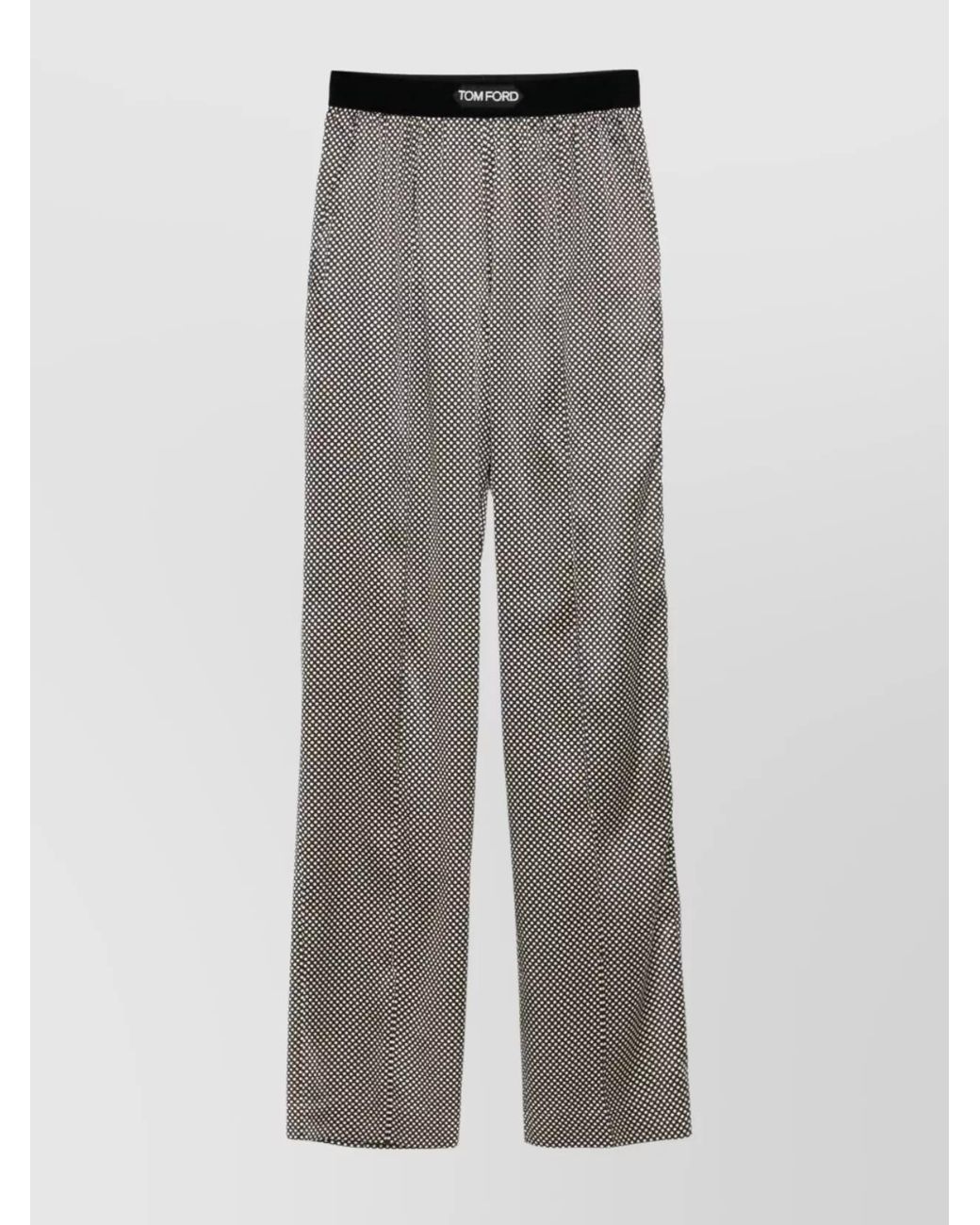 Tom Ford Gray Silk Polka-Dot Wide-Leg Trousers