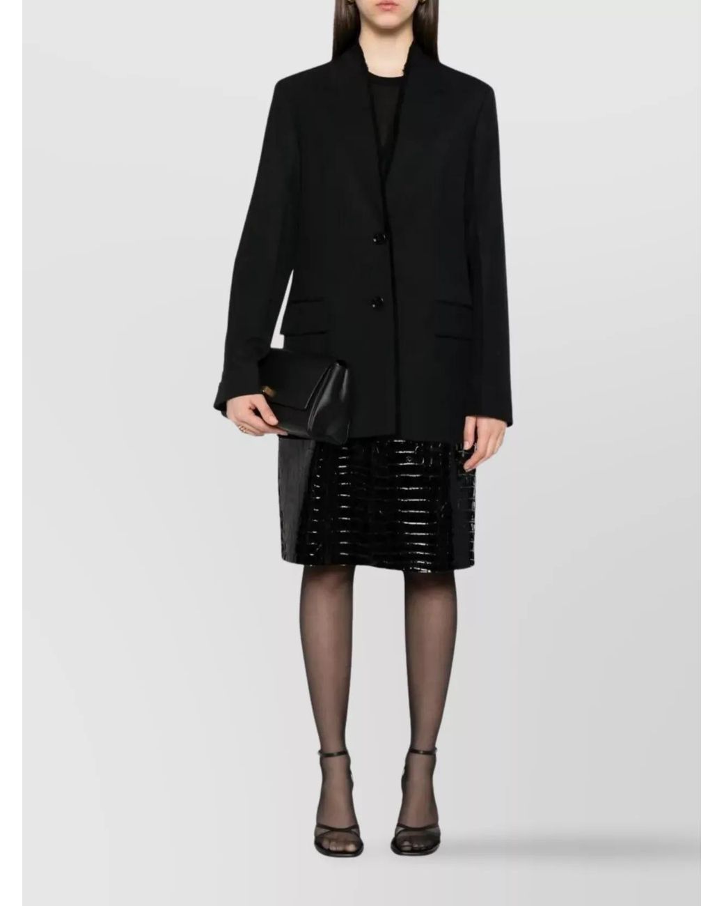 Totême Black Lapel Jacket With Raw Cut Finish
