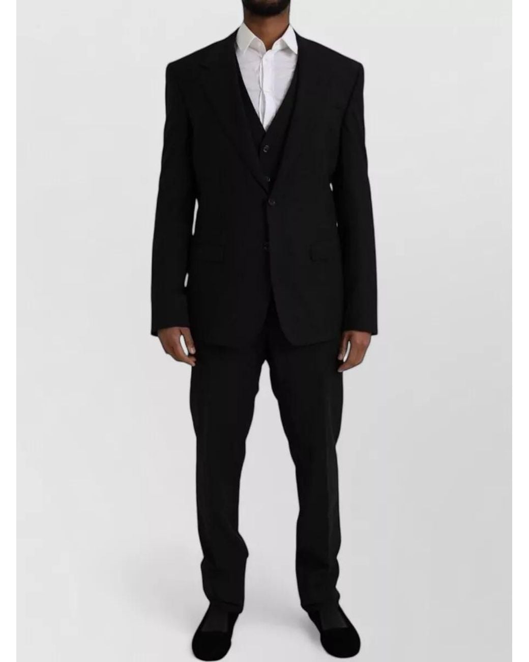 Dolce & Gabbana Black Polyester Wool Suit Jacket for men