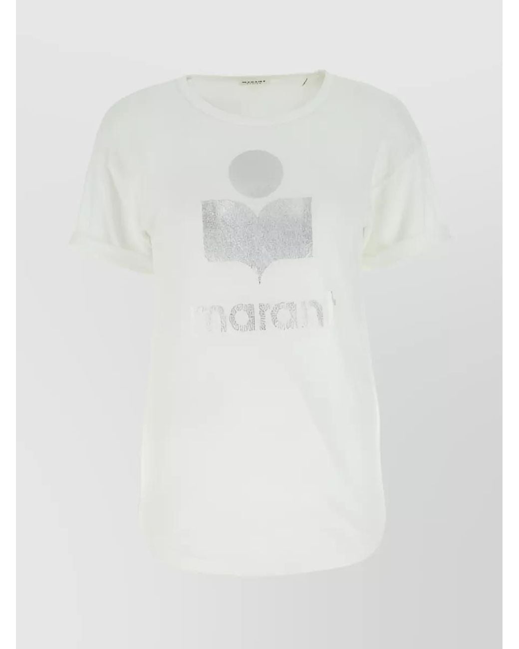 Isabel Marant White Linen Logo Print T-Shirt