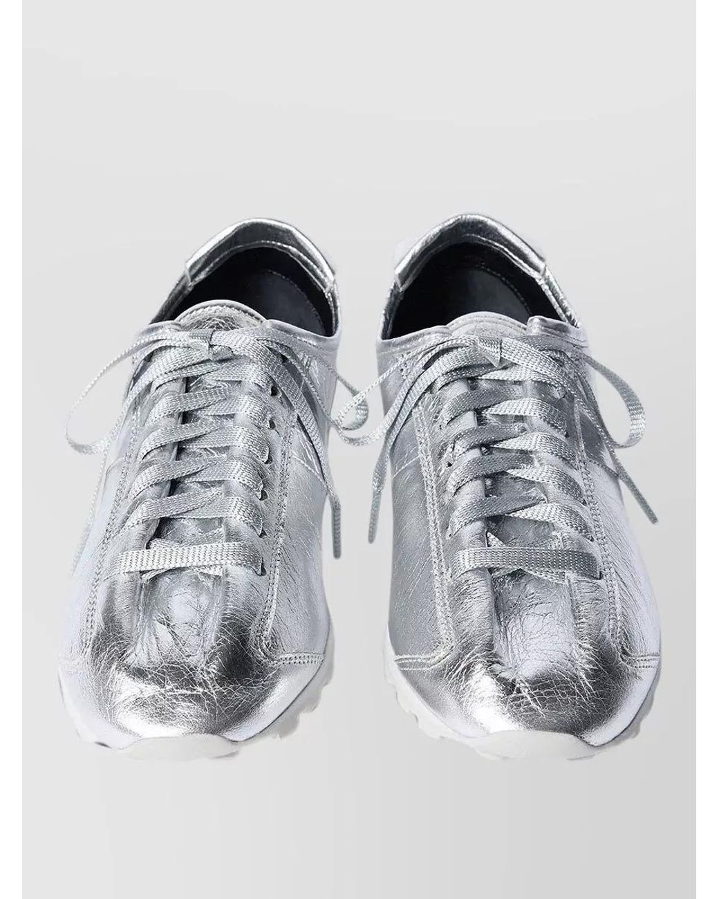 Jacquemus Metallic Leather Low-Top Lace-Up Sneakers