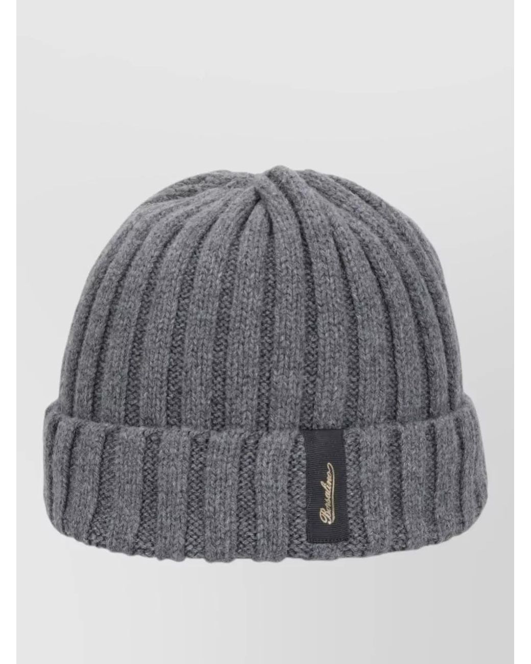 Borsalino Gray Ribbed Cashmere Beanie