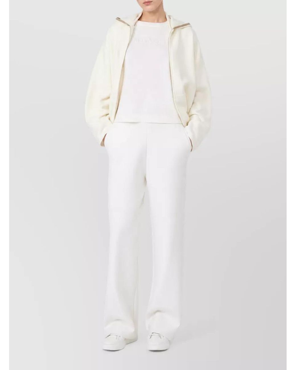 Max Mara White Wool And Cashmere Hooded Jacket