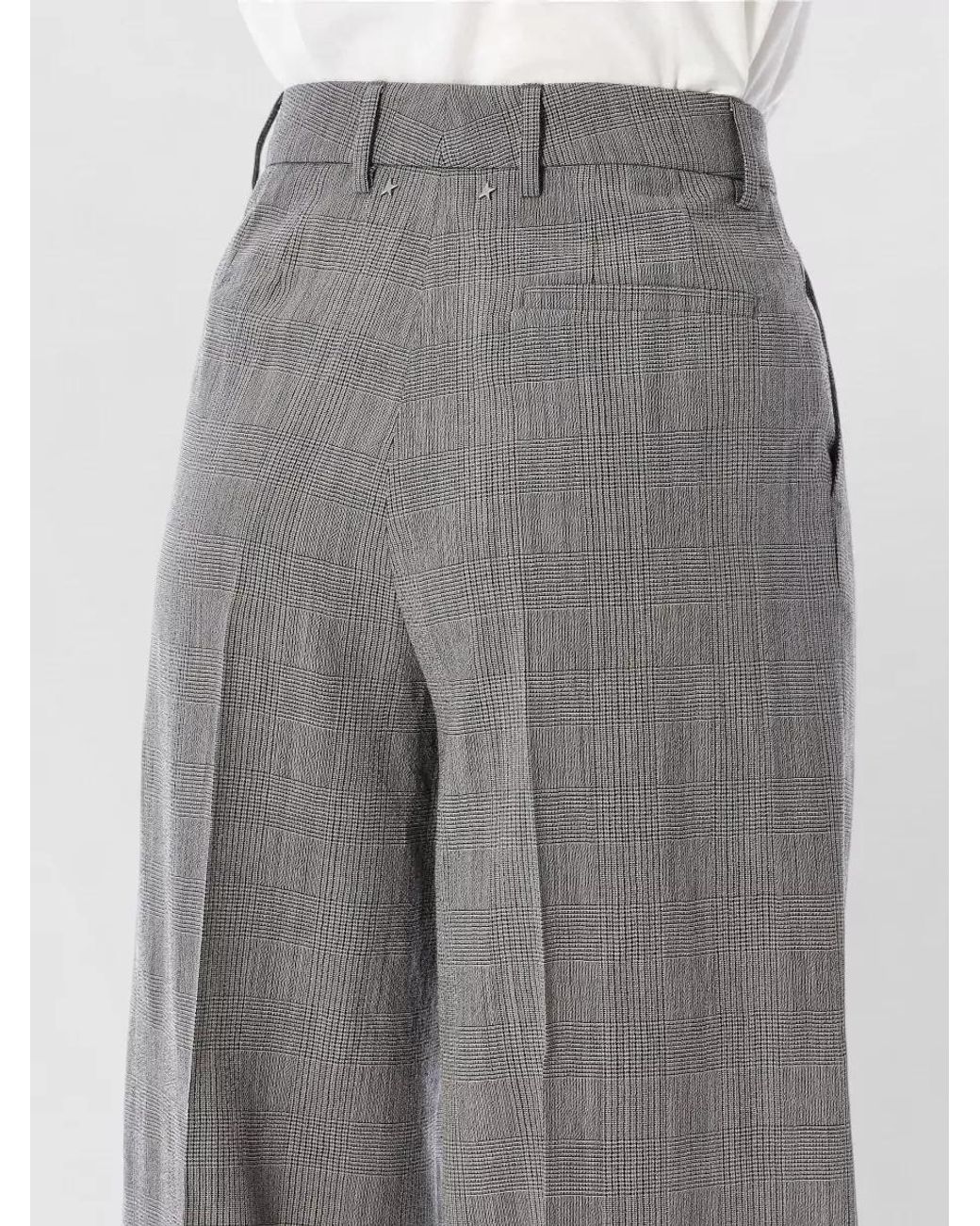 Golden Goose Deluxe Brand Gray Virgin Wool Prince Of Wales Wide-Leg Trousers
