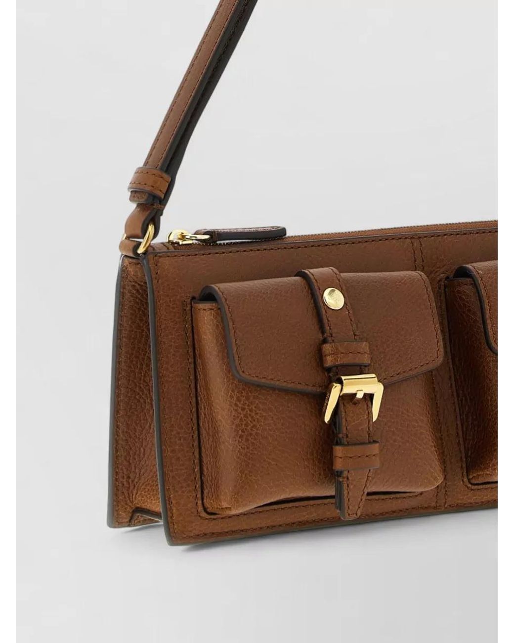 Mulberry Brown Mini Hammered Leather Cross-Body Bag