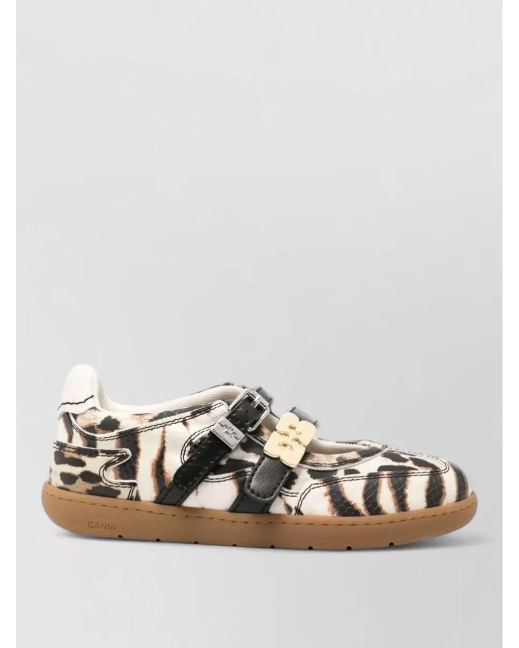 Ganni Multicolor Silk Satin Buckle Ballet Flats