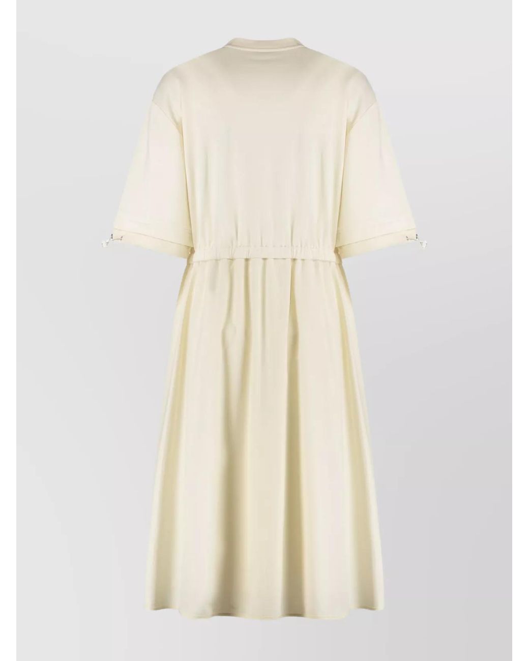 Moncler Natural Cotton Ribbed Midi Dress