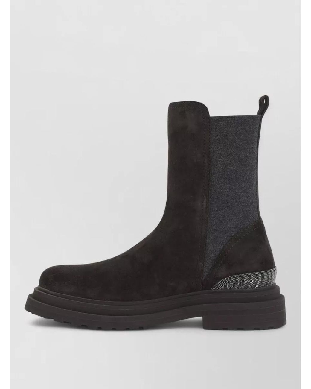 Brunello Cucinelli Black Suede Chelsea Boots