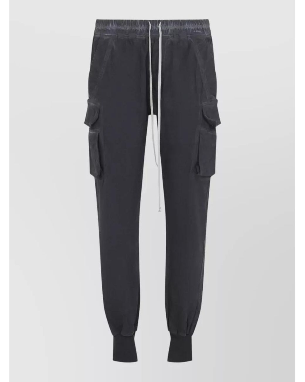 Rick Owens Blue Cotton Relaxed-Fit Tapered Cargo Pants for men