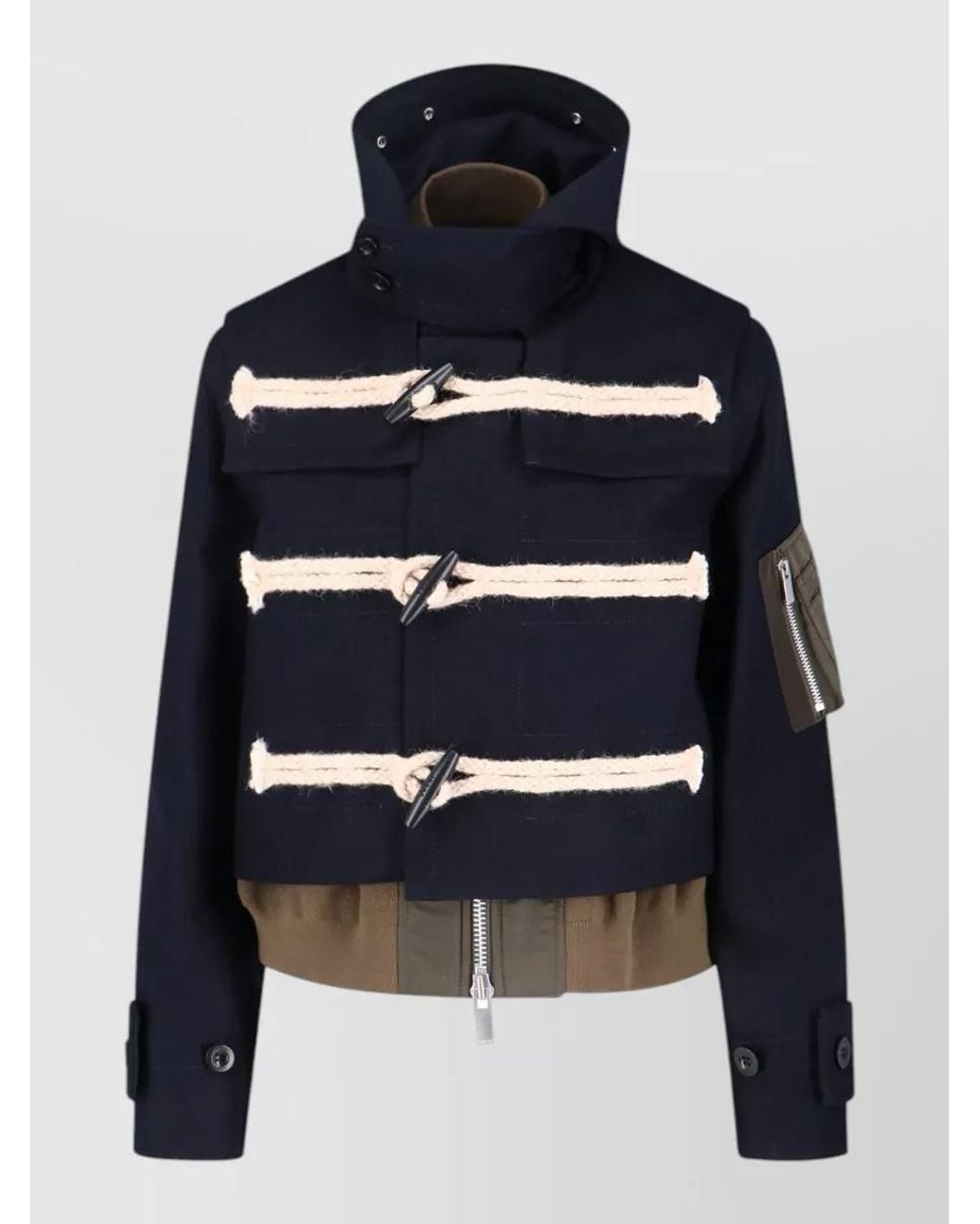 Sacai Blue Wool Cropped Jacket