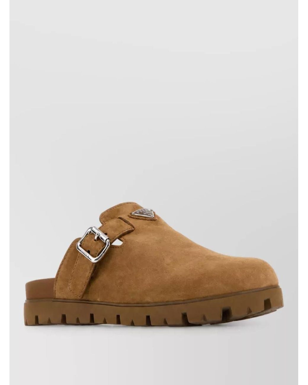 Prada Brown Camel Suede Slippers for men