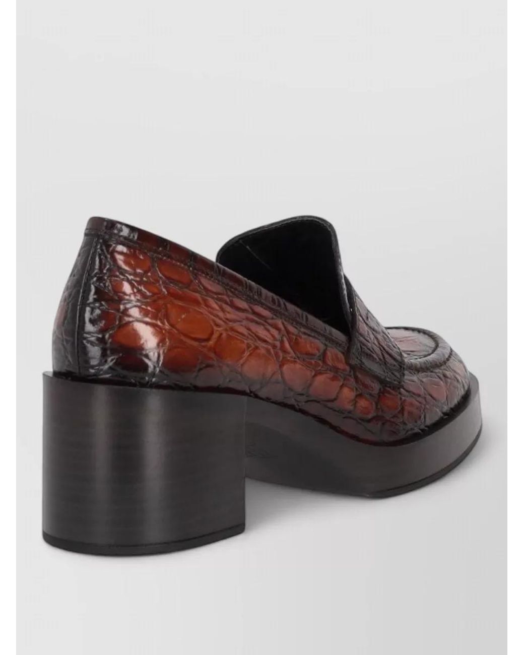 LA ROSE Brown Croc-Effect Loafers