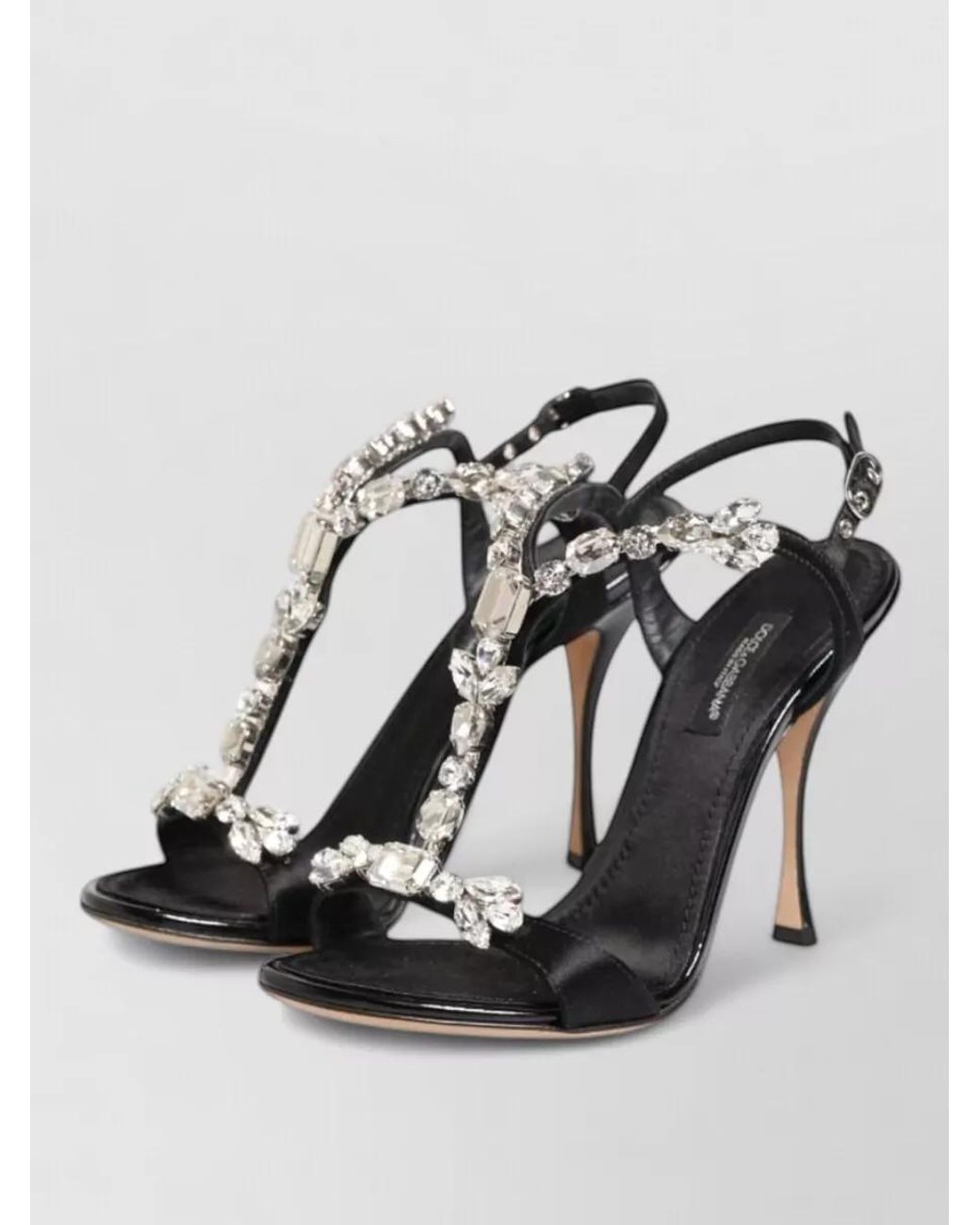 Dolce & Gabbana Black Crystal-Embellished High-Heel Sandals