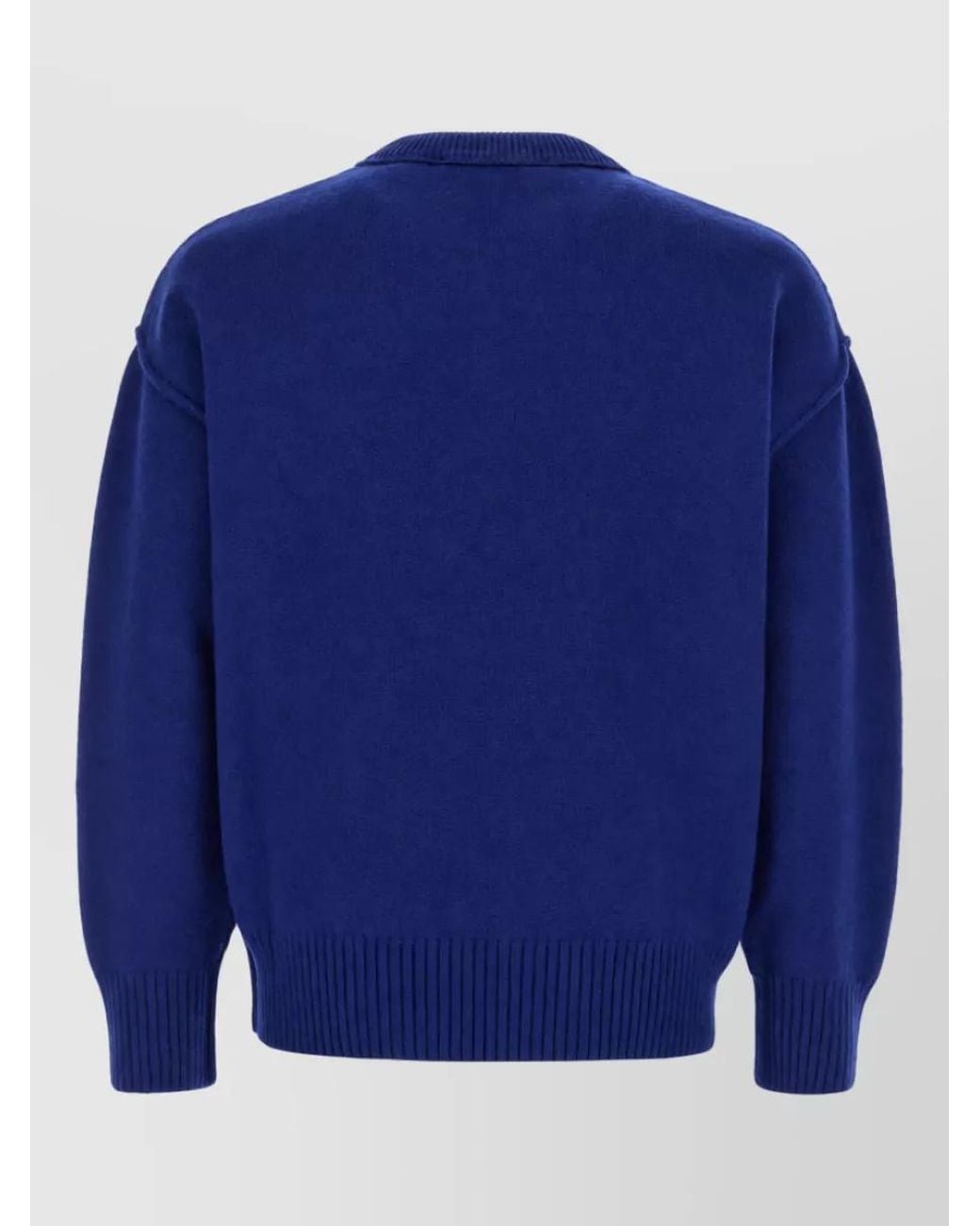 AMI Blue Ribbed Crewneck Wool Sweater for men