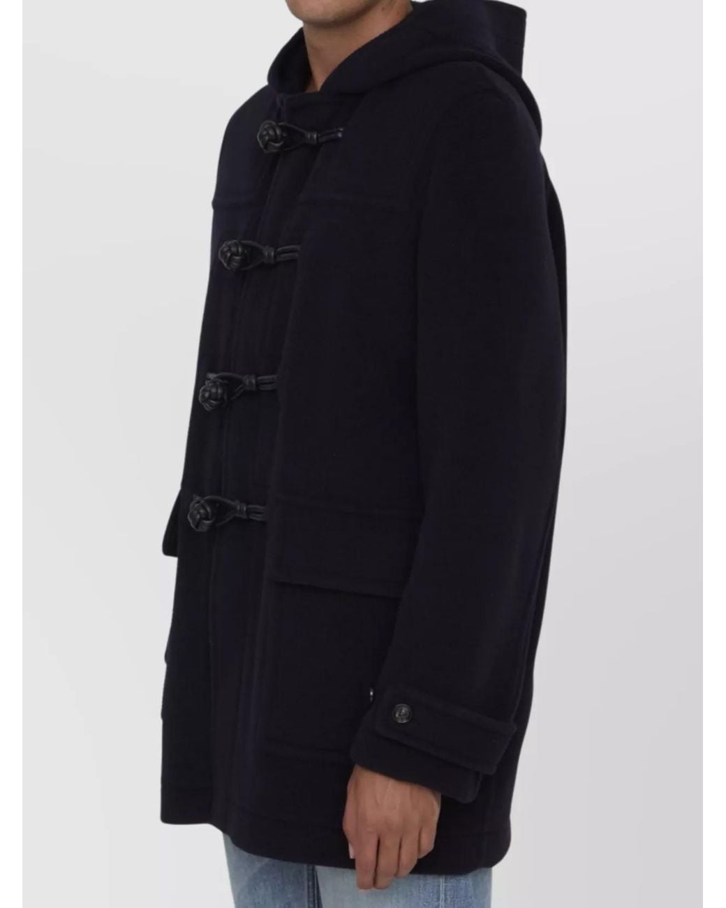 Bottega Veneta Blue Wool Hooded Duffle Coat for men