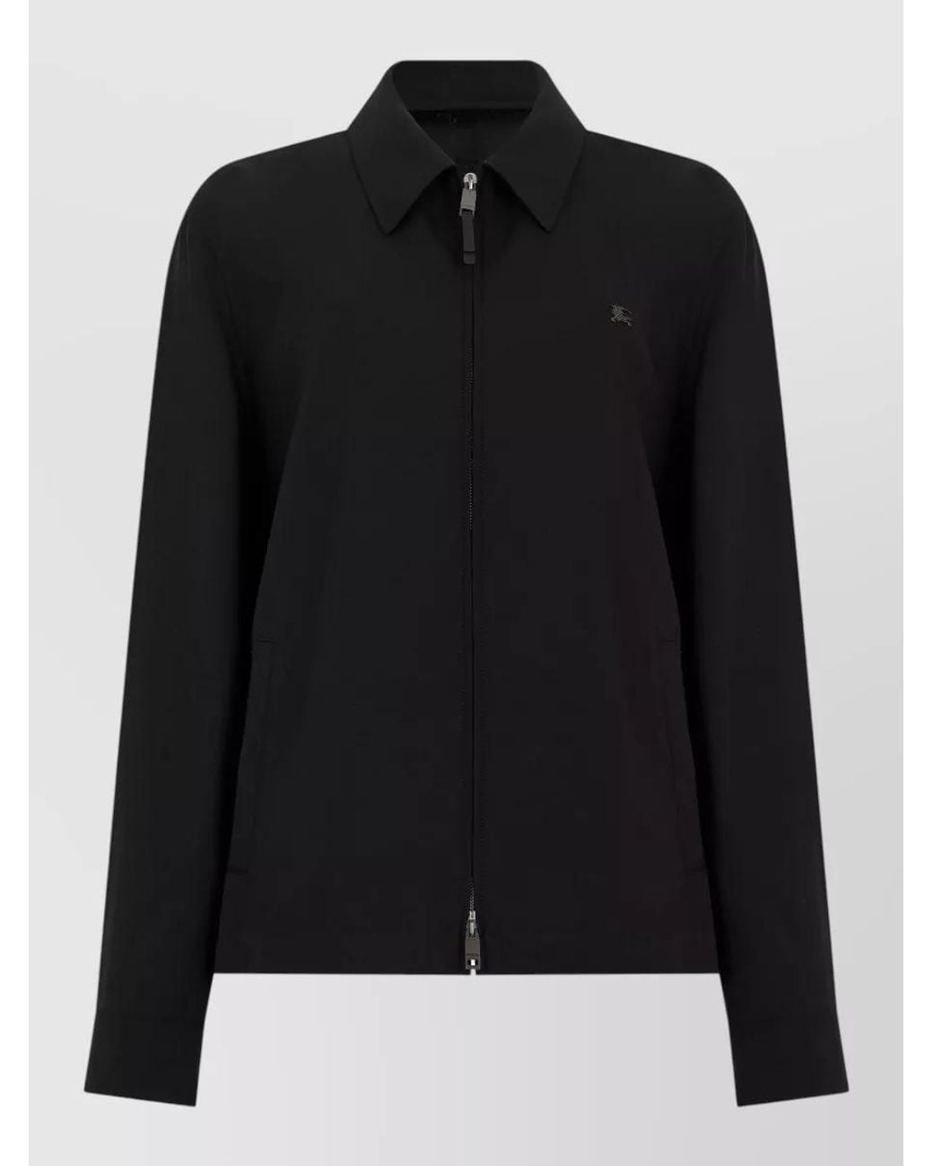 Burberry Black Wool Twill Zip-Up Jacket for men