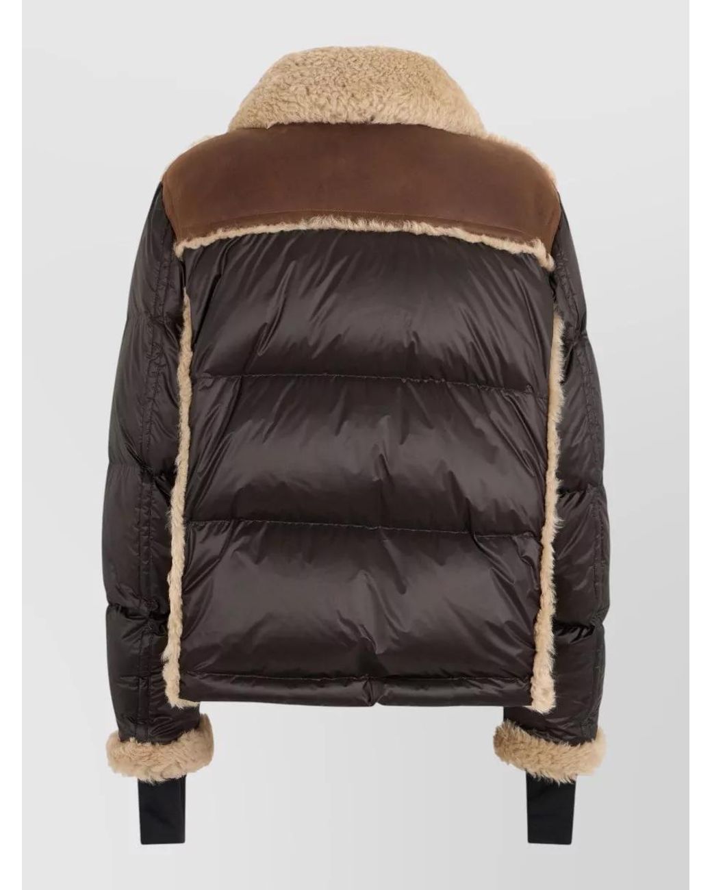 Moncler Brown Shearling Collar Padded Jacket for men