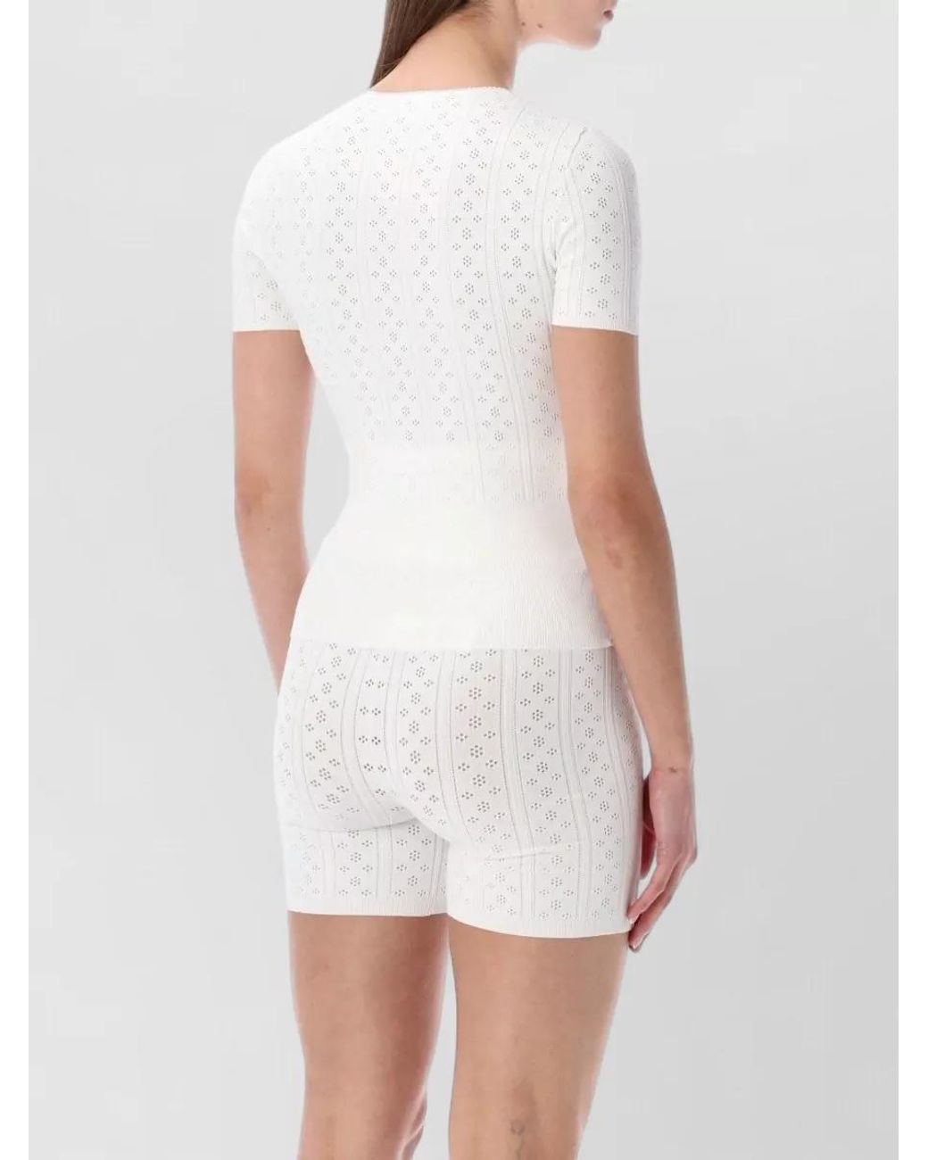 J.W. Anderson White Pointelle Knit Short-Sleeve T-Shirt