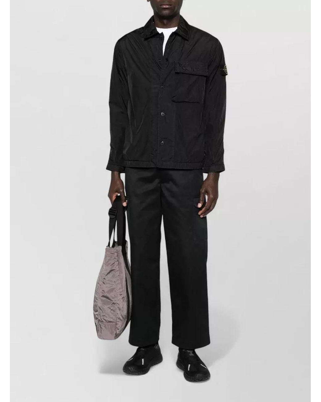 Stone Island Black Padded Nylon Shirt Jacket for men