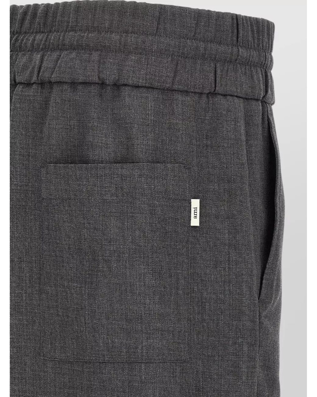 AMI Gray Virgin Wool Relaxed-Fit Trousers for men