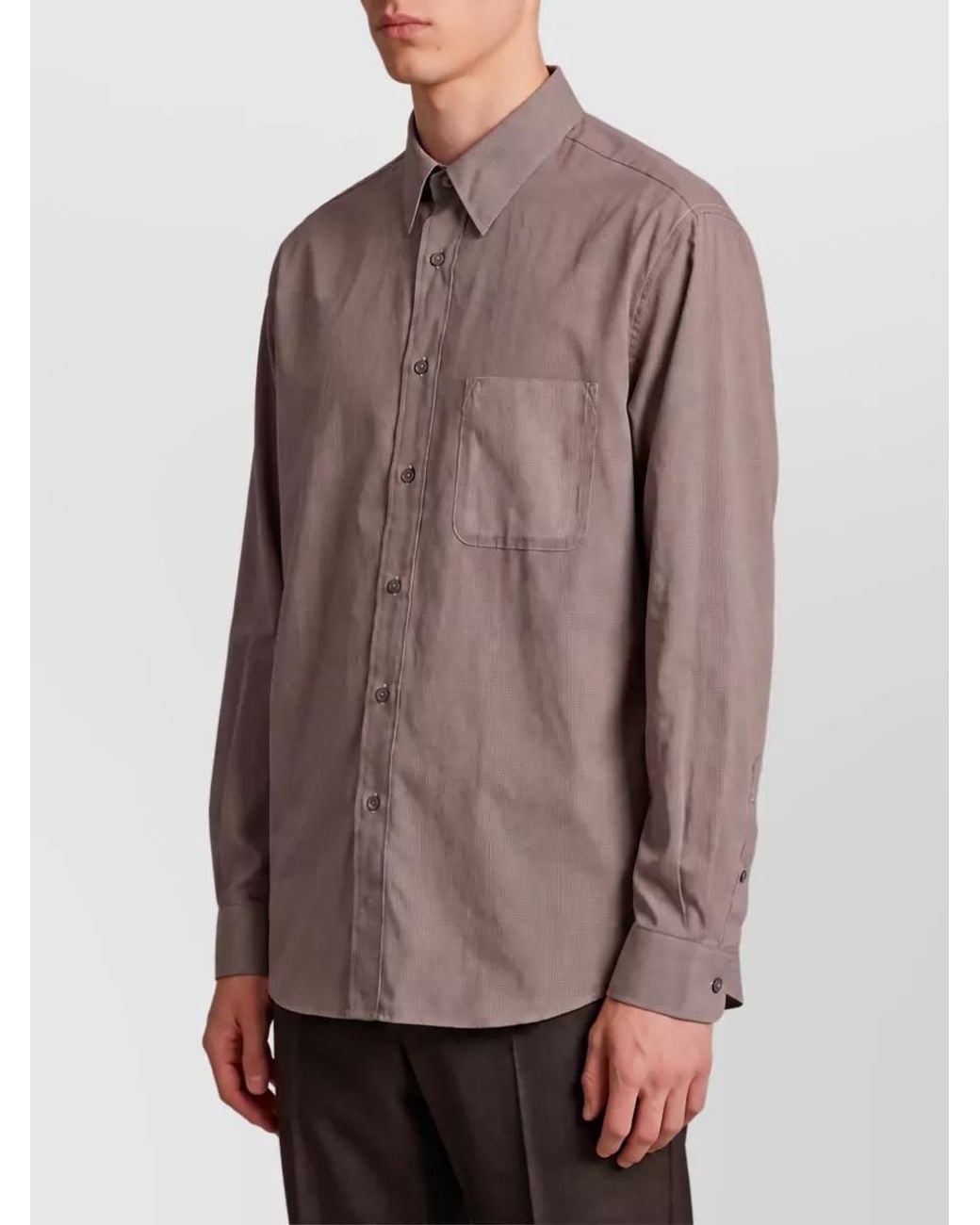 Maison Margiela Brown Cotton Regular-Fit Long-Sleeve Shirt for men