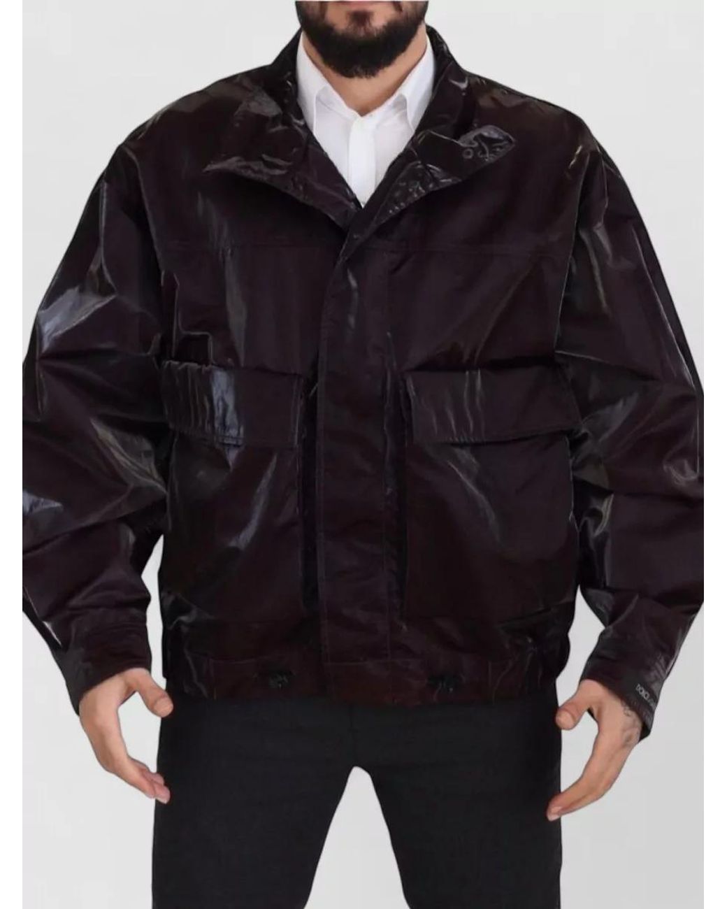Dolce & Gabbana Black Nylon Long-Sleeve Raincoat for men