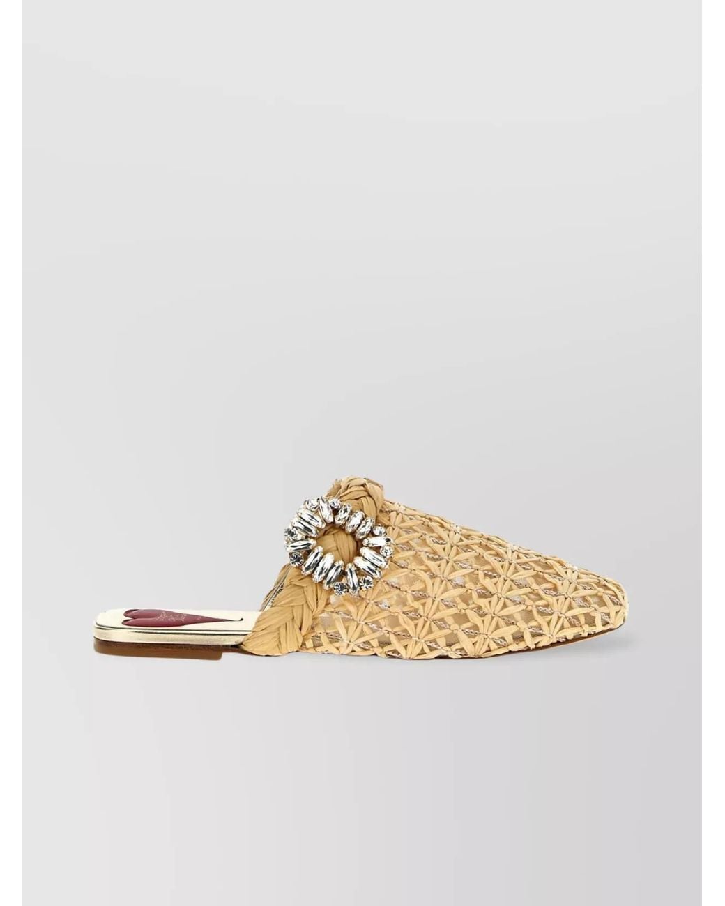 Roger Vivier Metallic Raffia Mules