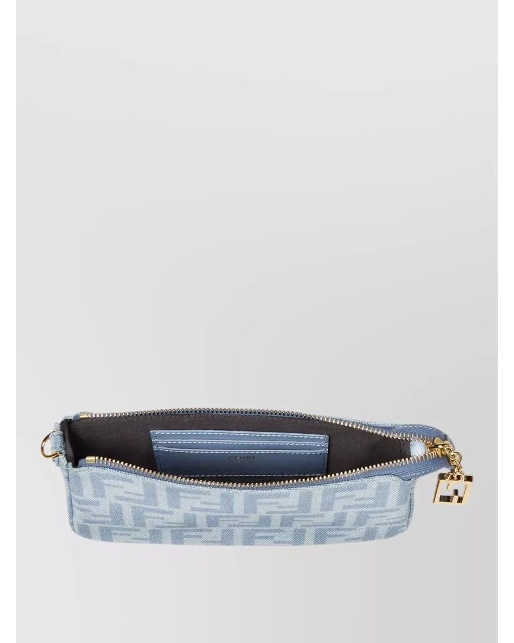 Fendi Blue Baguette Denim Clutch Bag
