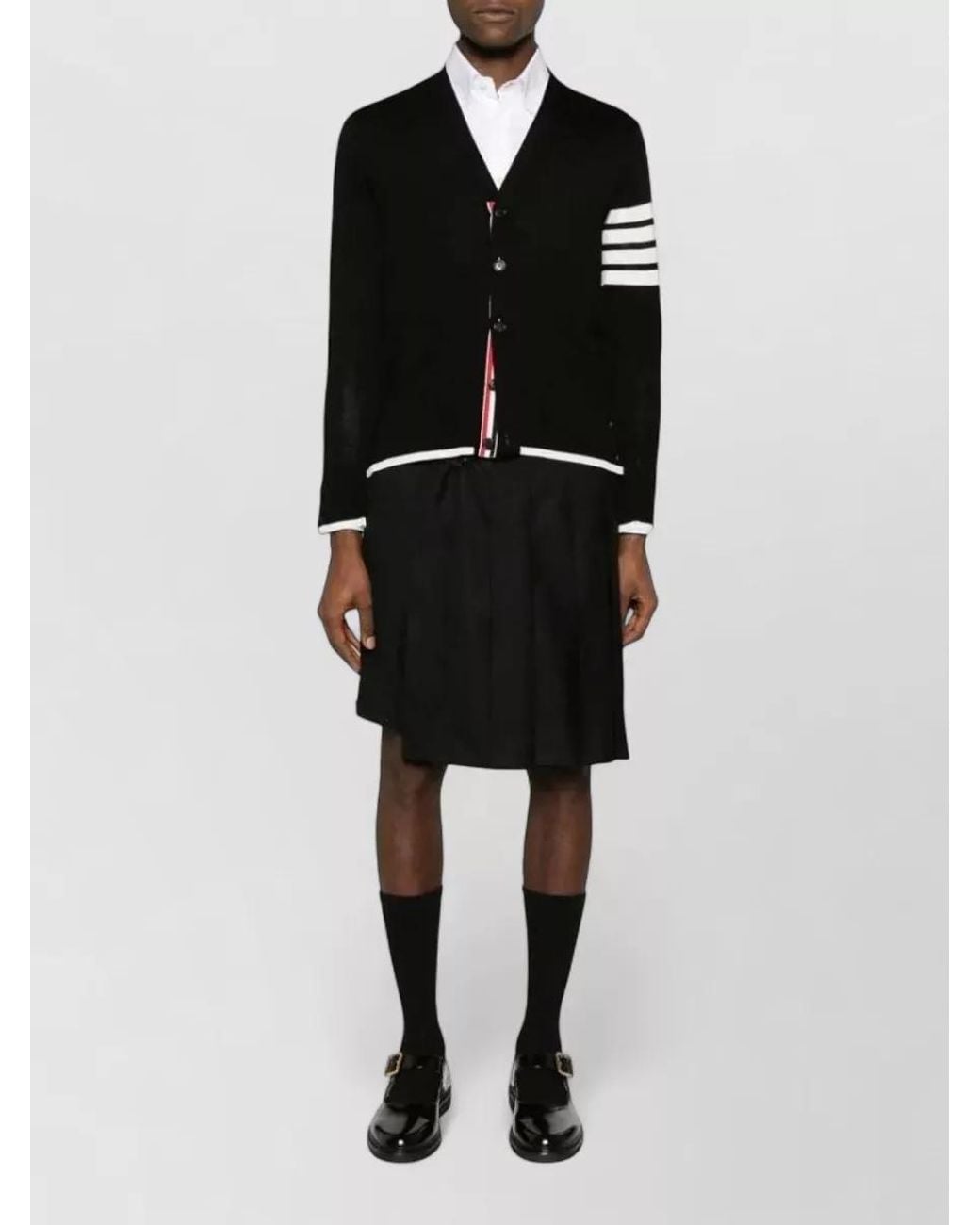 Thom Browne Black Fine-Knit Relaxed-Fit Wool V-Neck Cardigan for men
