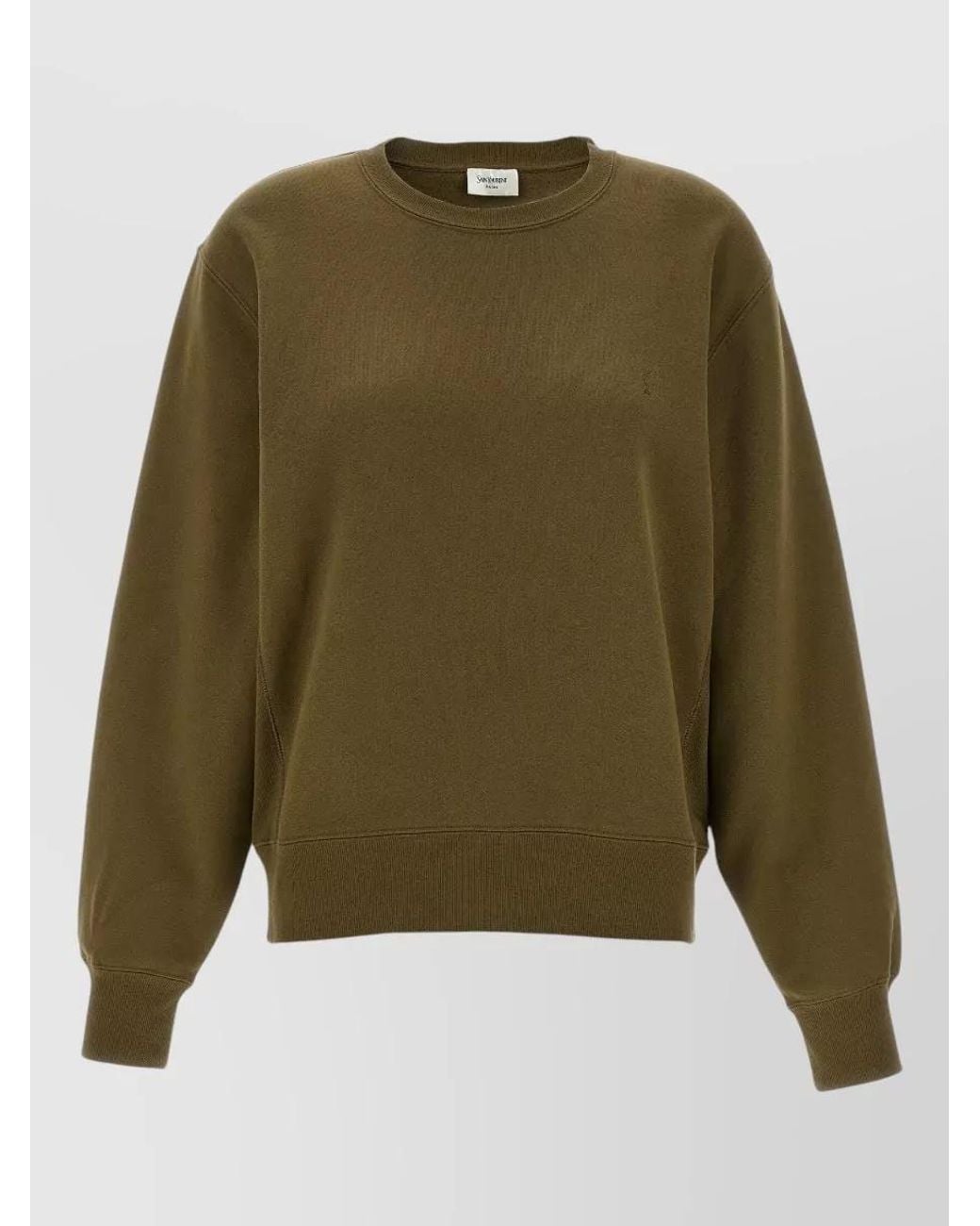 Saint Laurent Green Cotton Crew-Neck Long-Sleeve Cassandre Sweatshirt