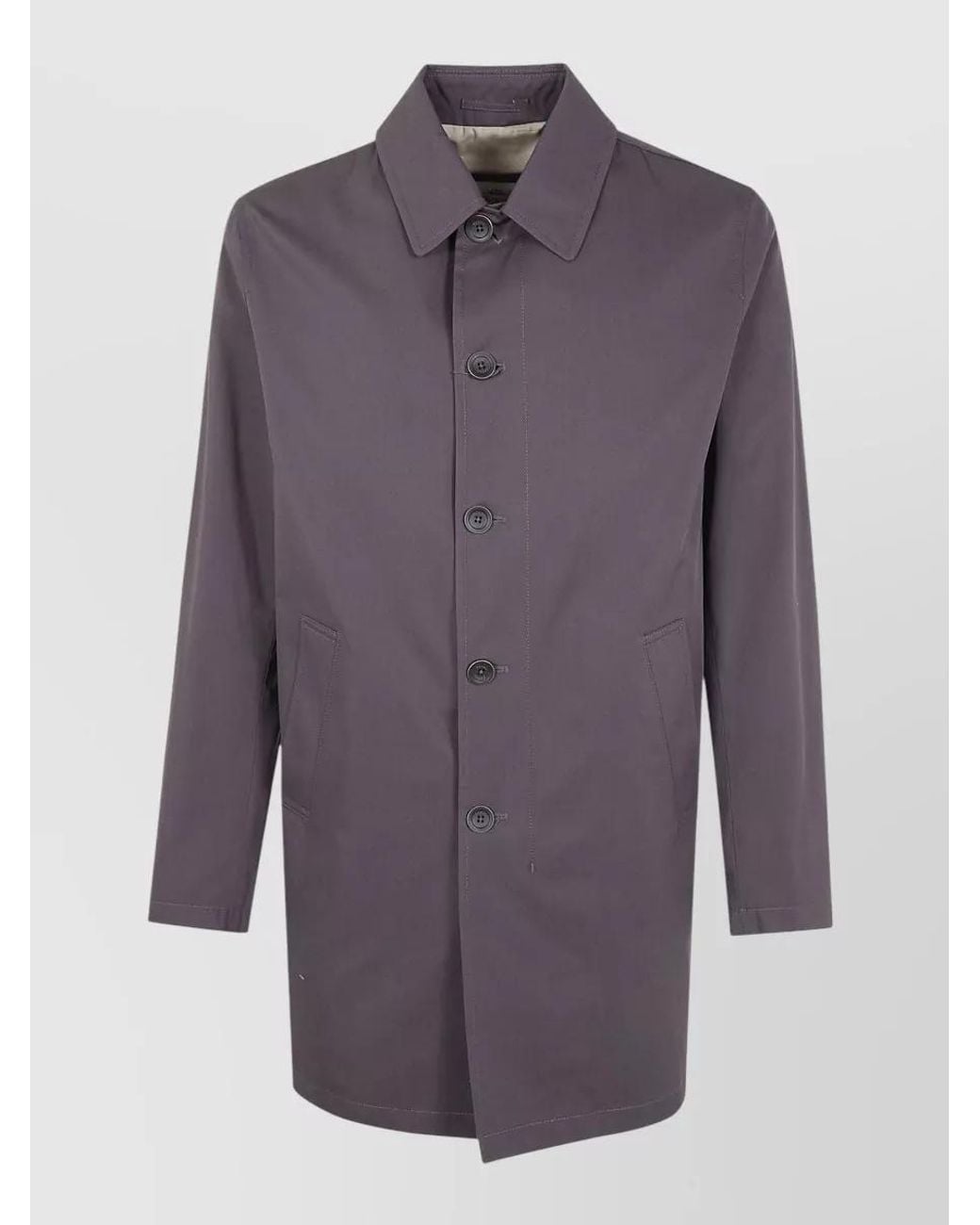 Herno Purple Cotton Single Breasted Midi Coat for men